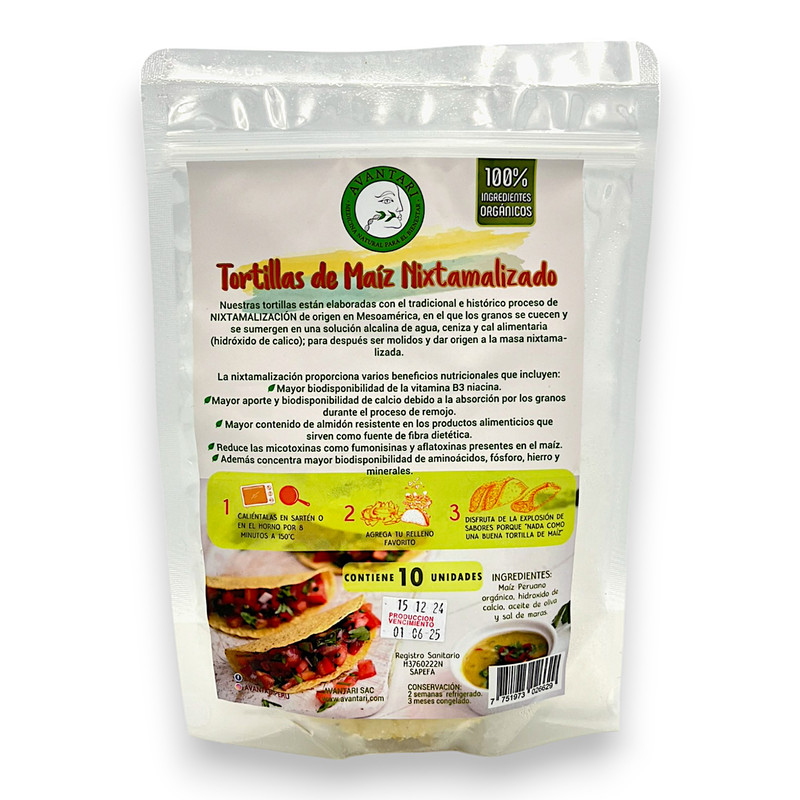 TORTILLA DE MAIZ MIXTAMALIZADO NATURAL 10 UNID - AVANTARI 