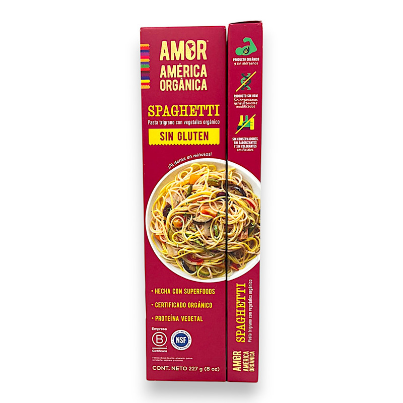 SPAGHETTI PASTA TRIGANO CON VEGETALES 227G - AMER. ORG.