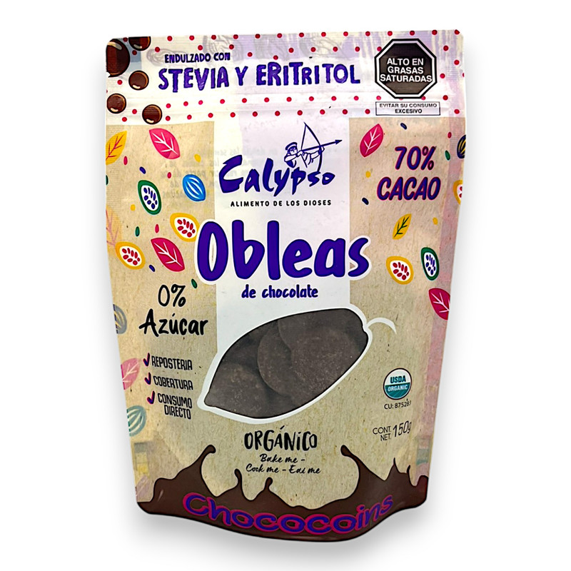 MONEDAS DE CHOCOLATE 70% C/ERIT Y STEV 150G - CALYPSO