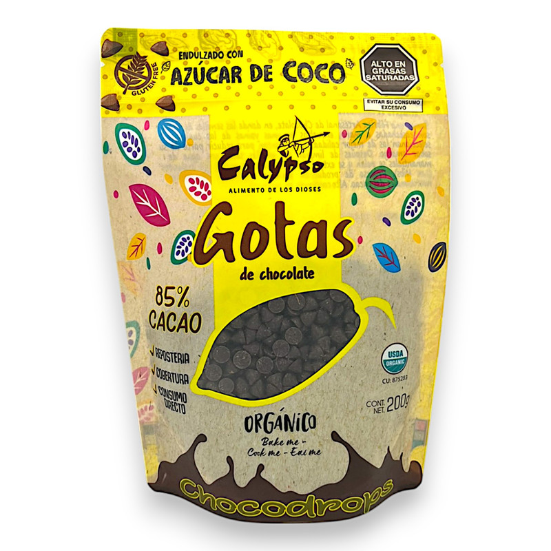 GOTAS DE CHOCOLATE 85% C/COCO SUGAR BOLSA 200G - CALYPSO