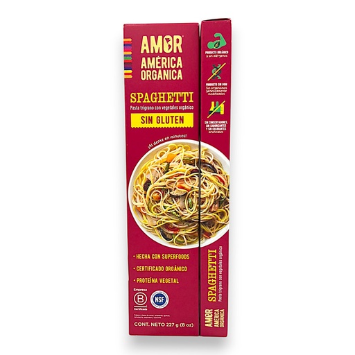 [1409] SPAGHETTI PASTA TRIGANO CON VEGETALES 227G - AMER. ORG.