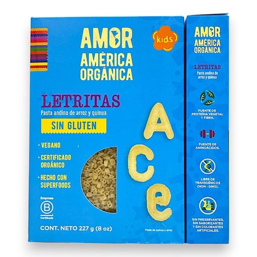 [1411] LETRITAS PASTA ANDINA ARROZ Y QUINUA 227G - AMER. ORG.