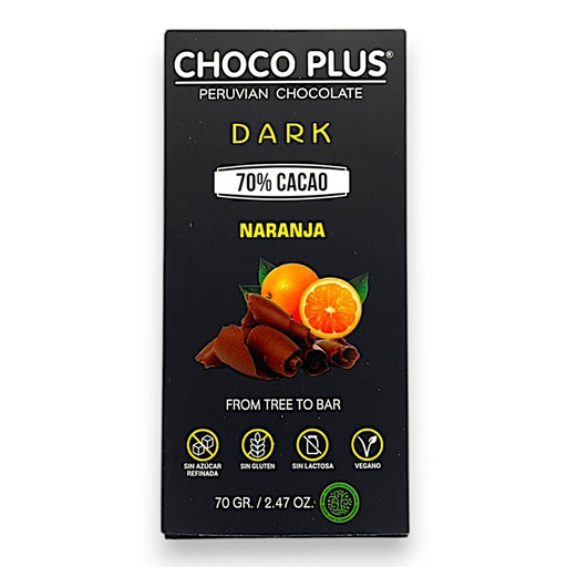 [3109] CHOCOLATE 70% NARANJA 70G - CHOCO PLUS
